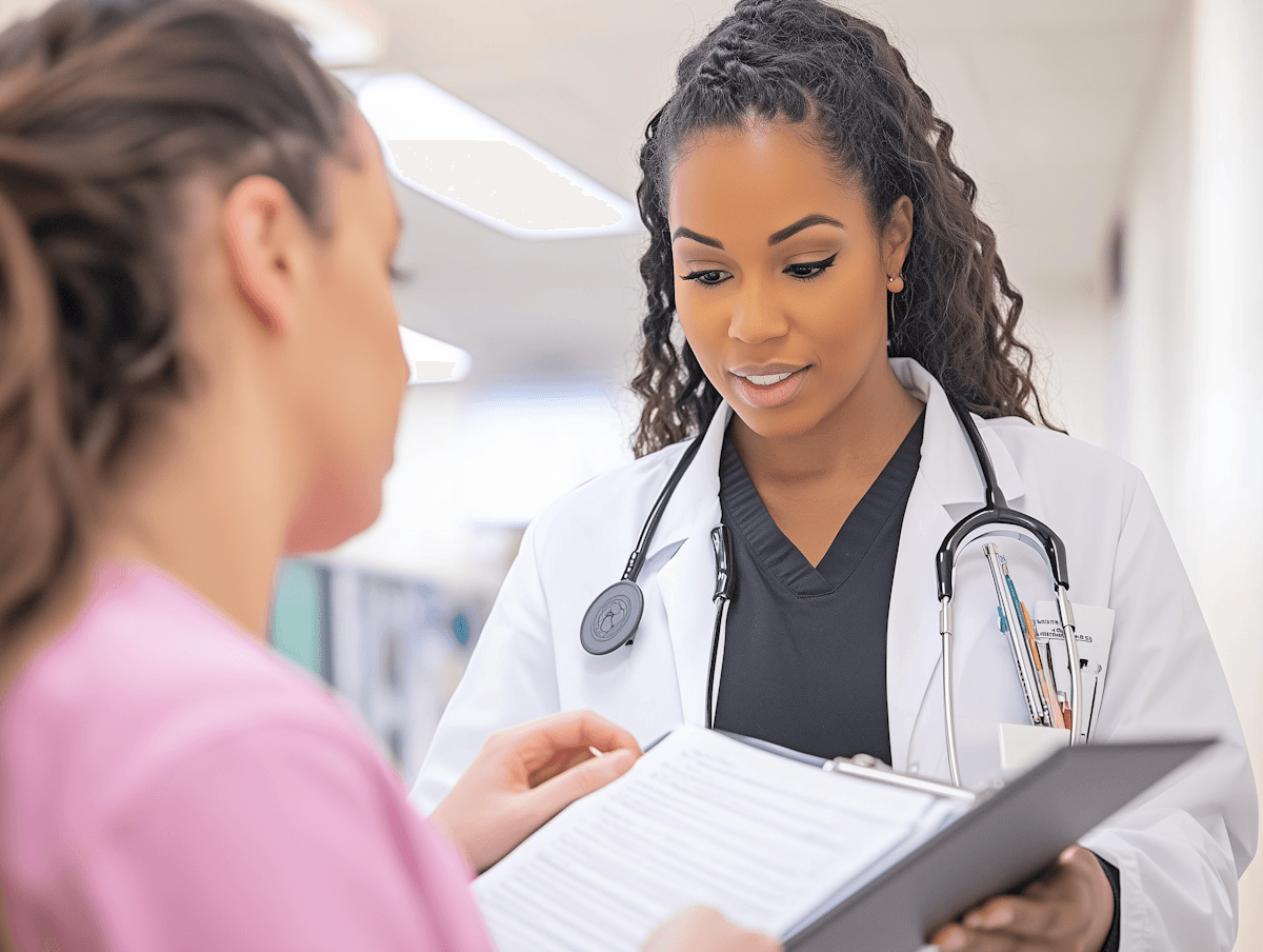 Provider discussing a chart with a patient
