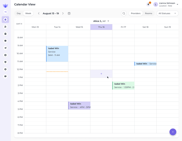 Reviva platform scheduling interface