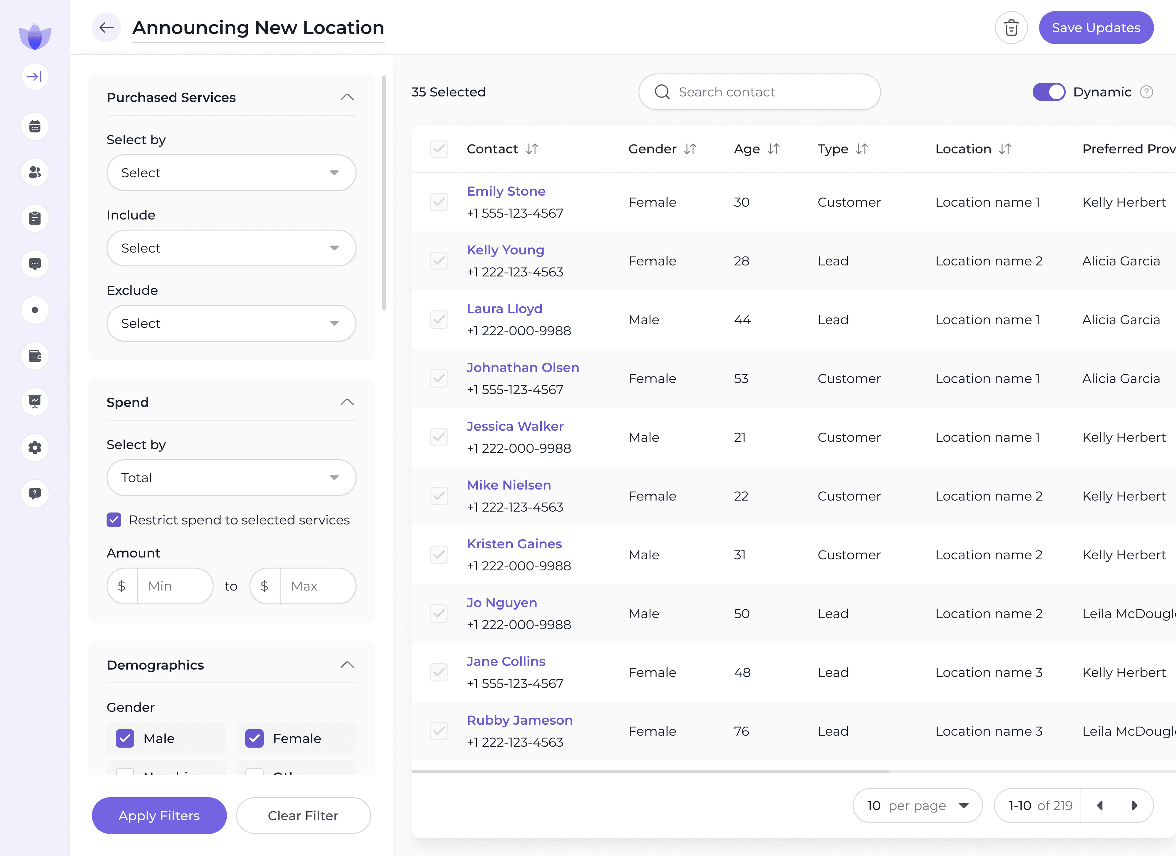 AI-powered CRM and marketing automation Reviva tailors the patient experience and aligns incentives with both clients and providers by creating automatic marketing campaigns that doesn’t feel like marketing. With AI-driven list building, you can send personalized SMS messages to re-engage past clients and encourage repeat visits. Segment patients by treatment plans, visit history, and demographics to deliver tailored marketing that feels relevant and drives measurable results.