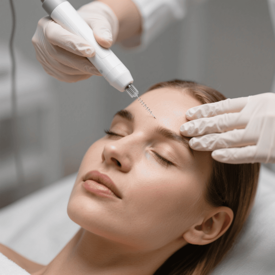 Before photo of a microneedling treatment stored in Reviva's before-and-after photo charting